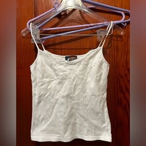 Vintage Y2K white lace trim tank top spaghetti strap